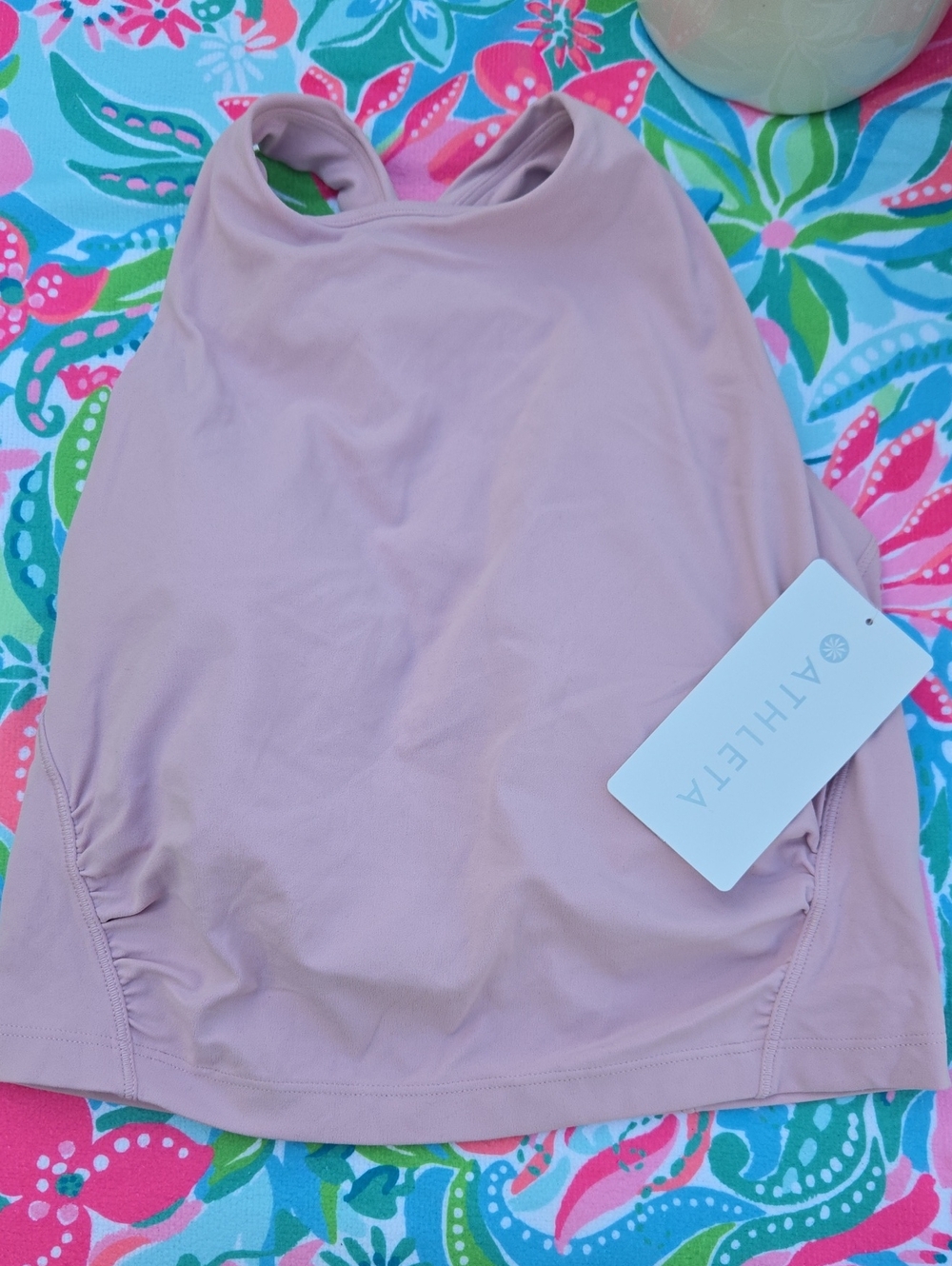 Athleta Dusty Rose Crop Bra with Side Ruching